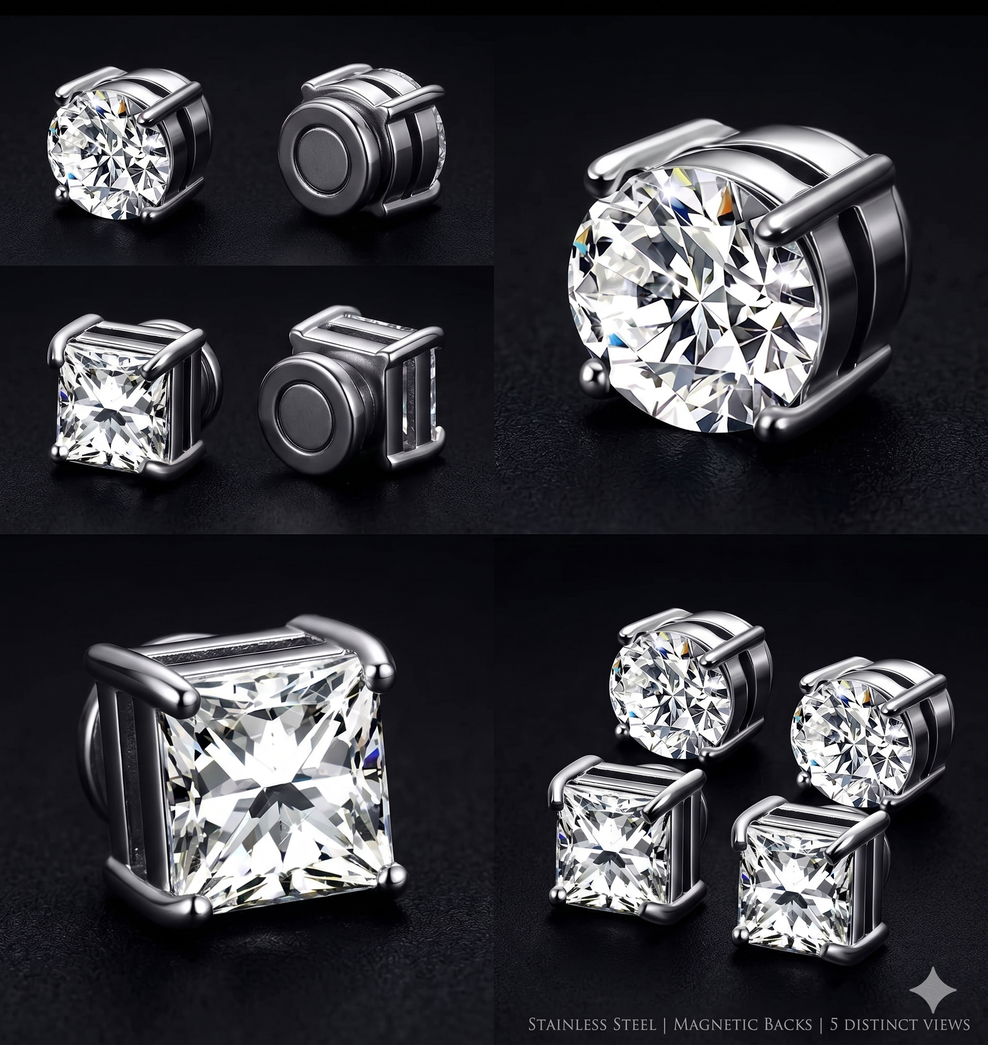 Magnetic Non-Piercing Stud Earings